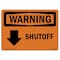 Signmission Safety Sign, OSHA WARNING, 7" Height, Rigid Plastic, Shutoff (Down Arrow), Landscape OS-WS-P-710-L-12396 - alternate 1